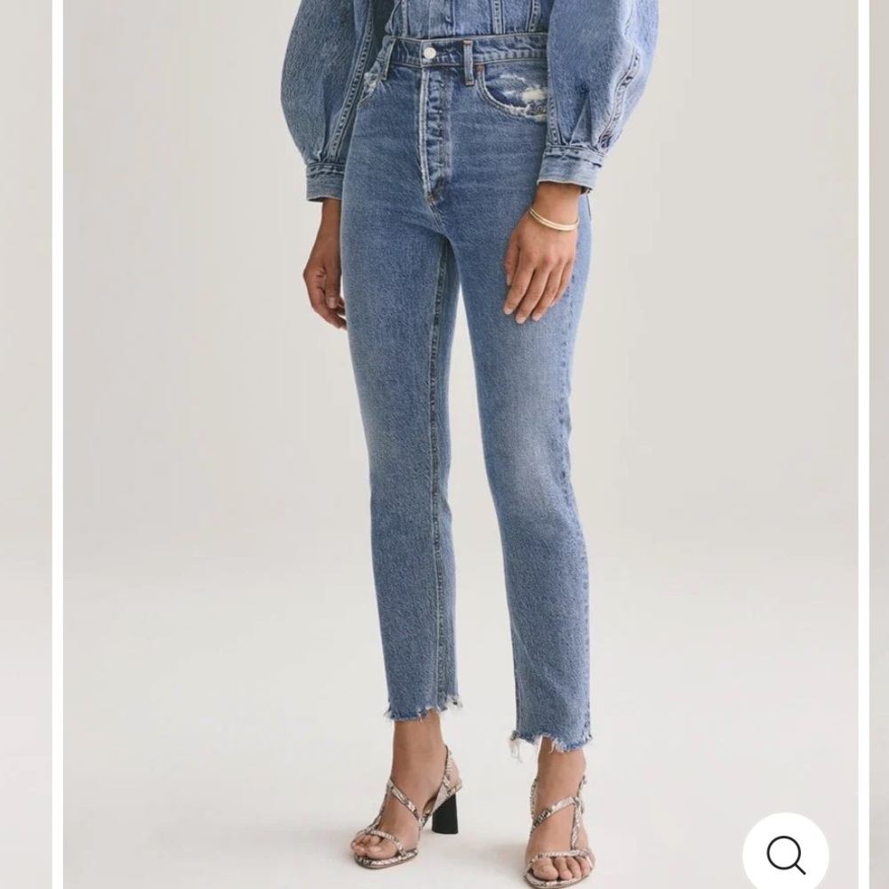 Agolde Light Blue High-Rise Ankle Crop Jeans